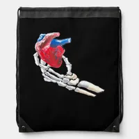 This Is My Heart - Skeleton Heart Hands Drawstring Bag