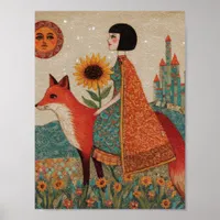 Fantasy Surreal Woman and Her Red Fox Poster