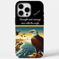 A majestic eagle overlooks a sunset by the bay iPhone 16 pro max case