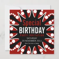 Bubble Burst Red White & Black Birthday Invitation