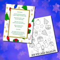 Santa Letter with Coloring Page Paper Sheet