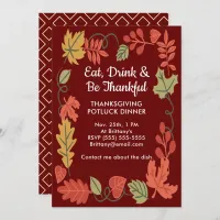 Thanksgiving Potluck Family Dinner Dark Red Invite