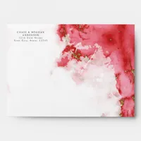 Coral Marbled Watercolor Geode  BarefootBride™ Envelope