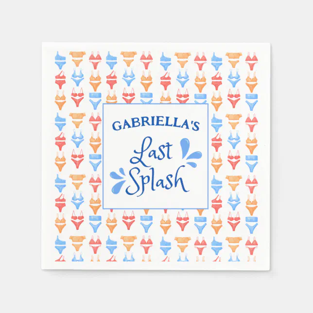 Fun "Last Splash" Theme Personalized Bachelorette Napkins