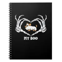 My Boo Chihuahua Costume With Skeleton Heart Hands Notebook