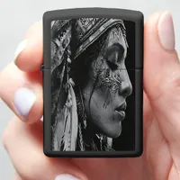 Indian warrior girl adorned in traditional art zippo lighter