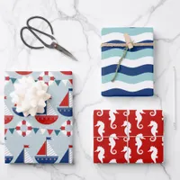 Kids Nautical Pattern Wrapping Paper Sheets