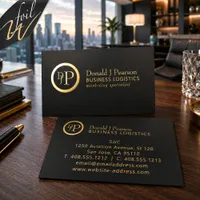 Gold Foil Monogram Business Logistics Executive Cards
