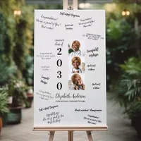 Custom 3 Photo Collage Graduation Guest Signature Foam Board