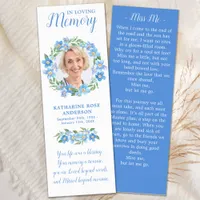 Floral Photo Memorial Prayer Card Elegant Funeral Bookmarks