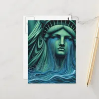 The Statue of Liberty Cries Surreal Art Postcard