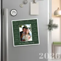 2026 Green Magnetic Holiday Calendar Card