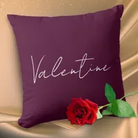 Deep Plum Elegant Custom Message Valentine's Day Throw Pillow