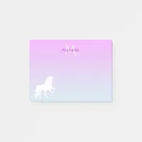 Unicorn Pink blue monogrammed Post-it Notes