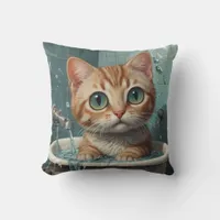 Animals Taking a Bath Funny Throw Pillow