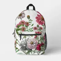 Magenta Accent Pretty Floral Printed Backpack