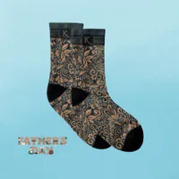 Elegant Teal & gold Floral Monogram Socks