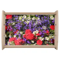 Purple, Red, and White Annual Flowers Serving Tray