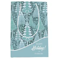 Stylized Coastal Christmas Trees Pattern#6b ID1009 Medium Gift Bag