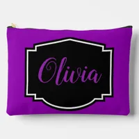 Vibrant, Bold Fuchsia Purple Personalized Accessory Pouch