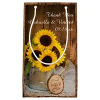 Sunflowers Garden Watering Can Thank You Wedding Small Gift Bag
