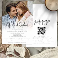 Photo Overlay Informal Script QR Code Boho Wedding Invitation