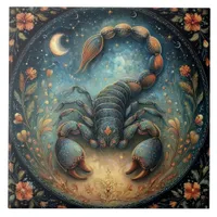 Scorpio Zodiac Astrology Sign Celestial Birthday Ceramic Tile