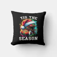 Tis The Season Football Mom Christmas Santa Hat Co Throw Pillow