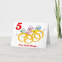 On the 5th Day of Christmas Five Gold Rings Holiday Card