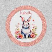 Personalized Bunny Rabbit in Pink Flowers Patch