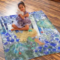 Blue Forest with Little girl Fleece Blanket