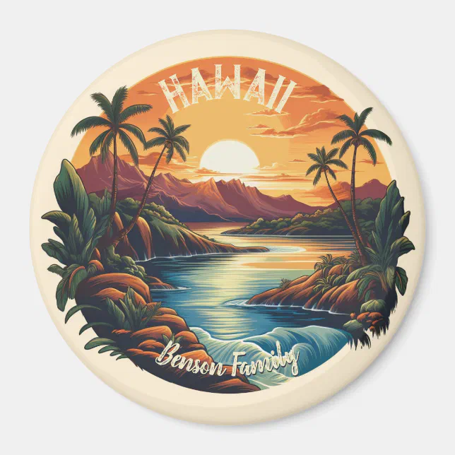 Vintage Hawaii Tropical Beach Travel Fridge Magnet