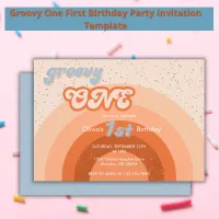 Groovy One First Birthday Girly Retro Party Invitation