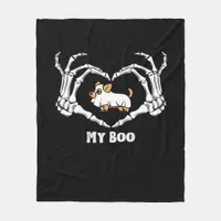 My Boo Chihuahua Costume With Skeleton Heart Hands Fleece Blanket