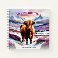 Highland Cow In Snow Watercolor Custom Christmas Notebook