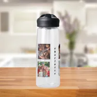 Photo collage family best friends name water bottle