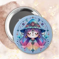 Cute Bohemian Queen with Blue Background | Button