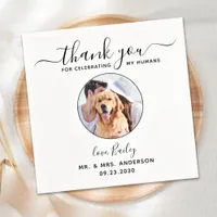 Modern Script Custom Photo Thank You Pet Wedding Napkins