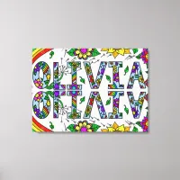 Whimsical Wild Flowers and Girl's Name Olivia Canvas Print