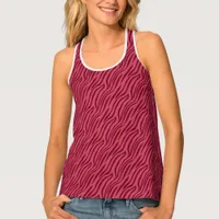 Two Tone Red Tiger Stripe Pattern Gym Fitness Tank Top