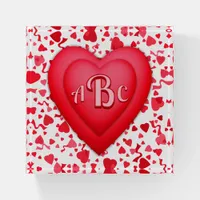 Red Confetti Hearts Personalized Paperweight