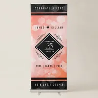Elegant 35th Coral Wedding Anniversary Celebration Retractable Banner
