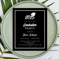 Black white Graduation Party 2025 invitation