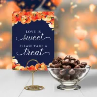 Navy Blue Golden Poppy Love is Sweet Sign Invitation