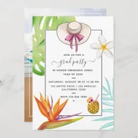 Girly Aloha Tropical Beach Graduation Party Photo  Invitation