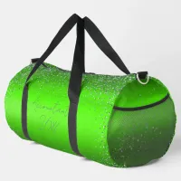 Green Brushed Metal Glitter Monogram Simple | Duffle Bag