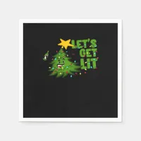 Let's Get Lit Tipsy Christmas Tree Funny Essential Napkins
