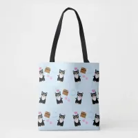 Sourpuss Power Cat Cartoon Pattern Tote Bag