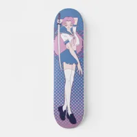 Japan Pink Anime Schoolgirl Art Nouveau Skateboard