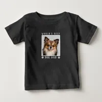 World's Best Dog Dad Paw Prints Pet Photo on Black Baby T-Shirt